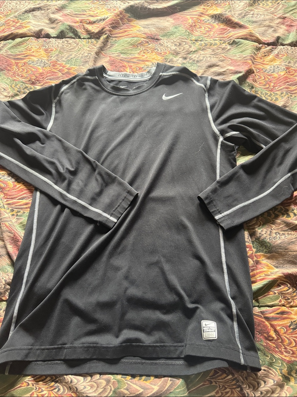 Nike Black Long-Sleeve Dri-FIT Training Tee with Gray Accents